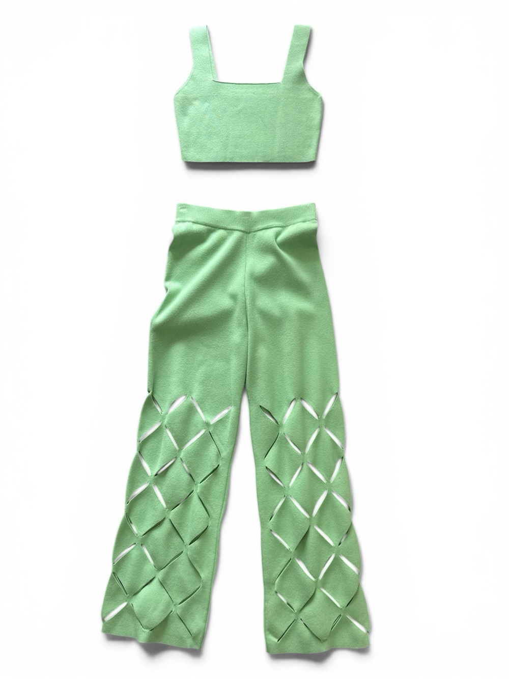 Mint Green Cutout Knit Two-Piece Set